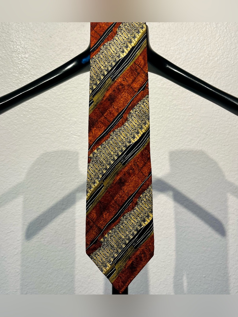 Hubert Milano Rust Patterned 100% Silk Tie - Made in Italy